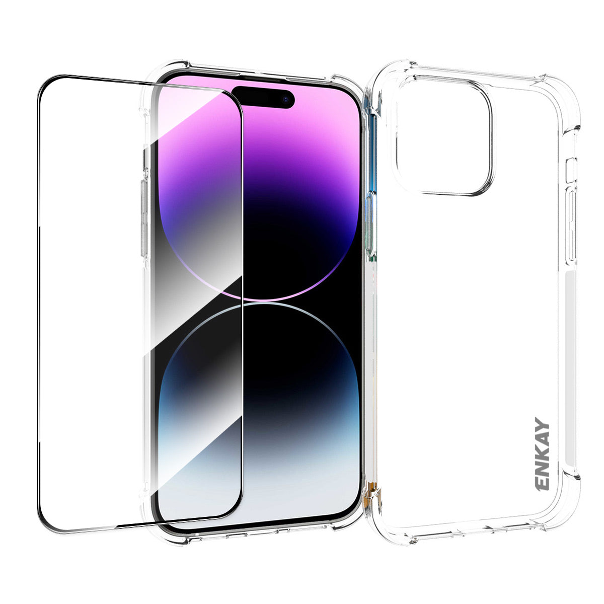 ENKAY HAT PRINCE Clear TPU Case for iPhone 14 Pro Shockproof Phone Cover with High Aluminium-silicon Glass Screen Film ENKAY HAT PRINCE Clear TPU Case for iPhone 14 Pro Shockproof Phone Cover with High Aluminium-silicon Glass Screen Film